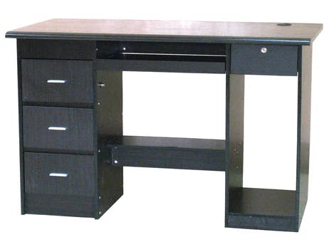 Cubix Modern Office Table with Center and Double Pedestal Drawers and Cabinet, SMP 312