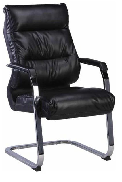 Cubix Visitor's Chair with Padded Armrest, Sled Base, Padded Leather Back and Seat