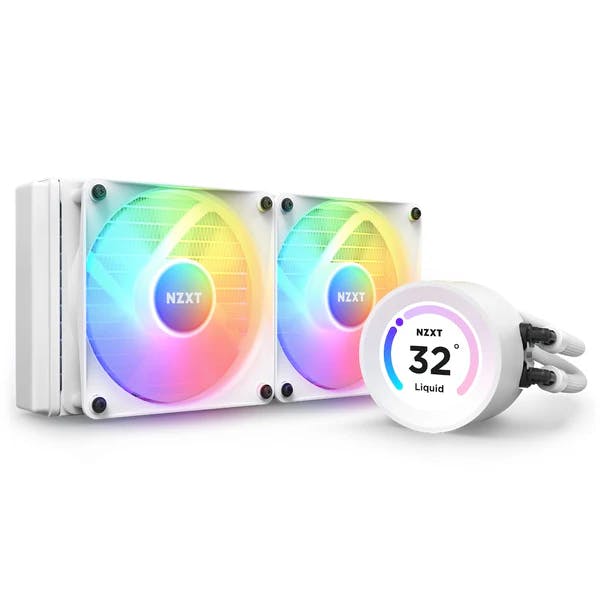 NZXT Kraken Elite 240 RGB AIO Liquid Cooler with LCD Display and RGB Fans White RL-KR24E-W1