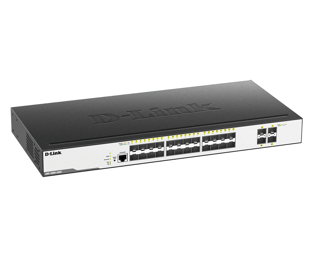 D-Link 28-Port Layer-2 Managed Gigabit Switch DGS-3000-28XS