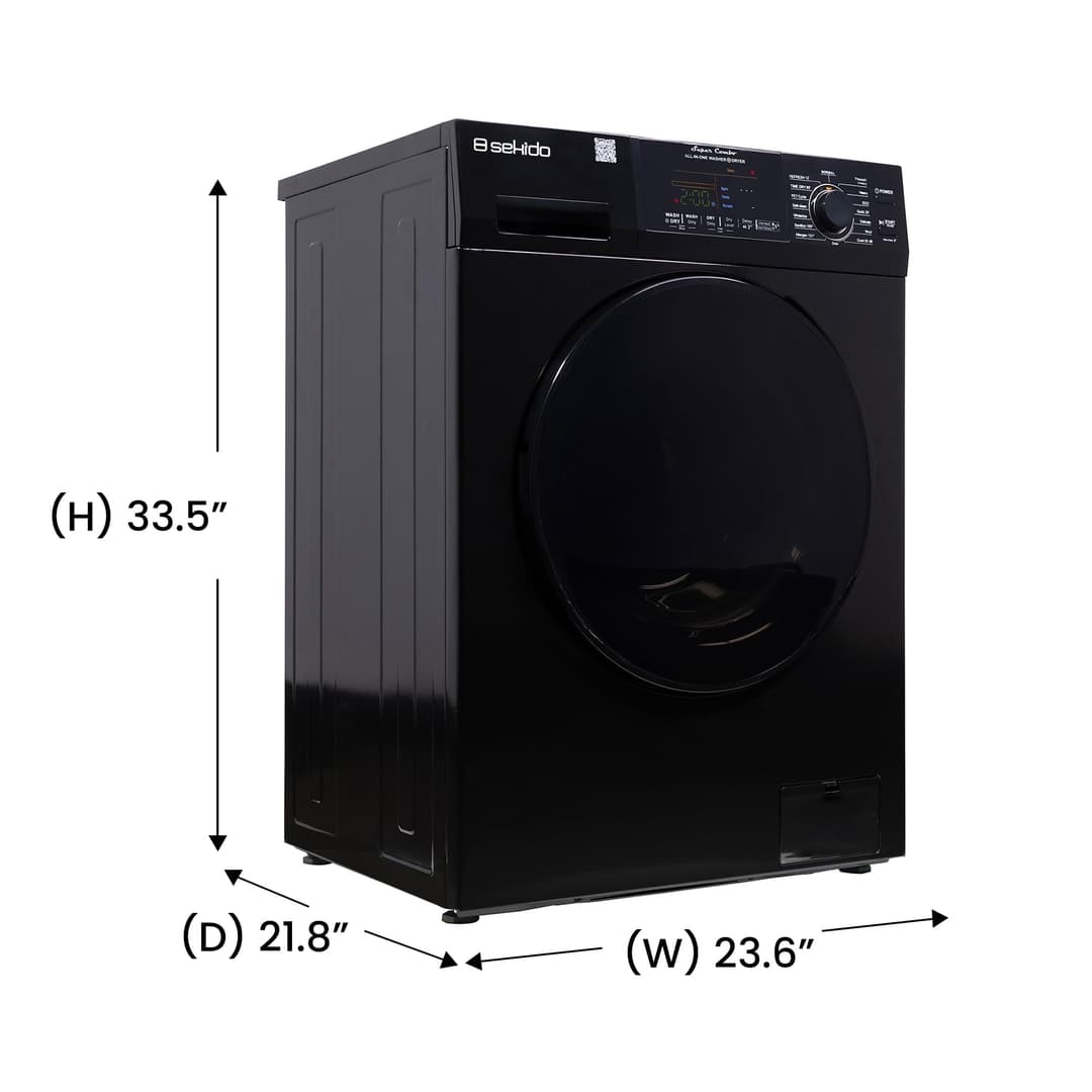 Sekido All-in-One Washer Dryer VENTLESS/VENTED PET cycle 1.62cf/15lbs 110V (Black)