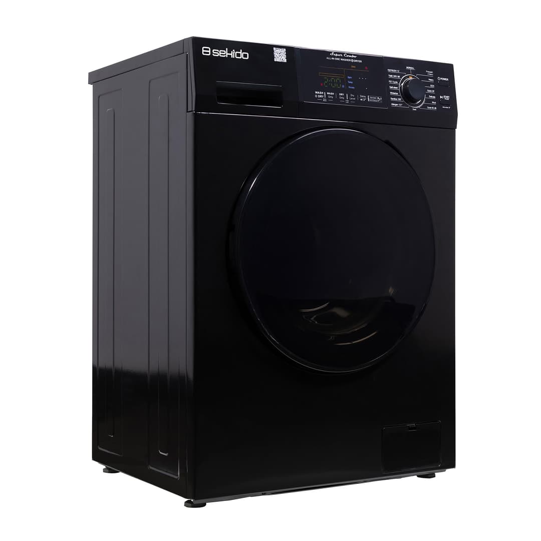 Sekido All-in-One Washer Dryer VENTLESS/VENTED PET cycle 1.62cf/15lbs 110V (Black)