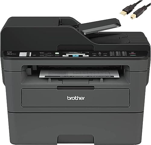 Brother MFC L26 Series Compact Monochrome All-in-One Laser Printer, Automatic Duplex Printing, 250 Sheets, Wireless, Mobile Printing, with MTC Printer Cable