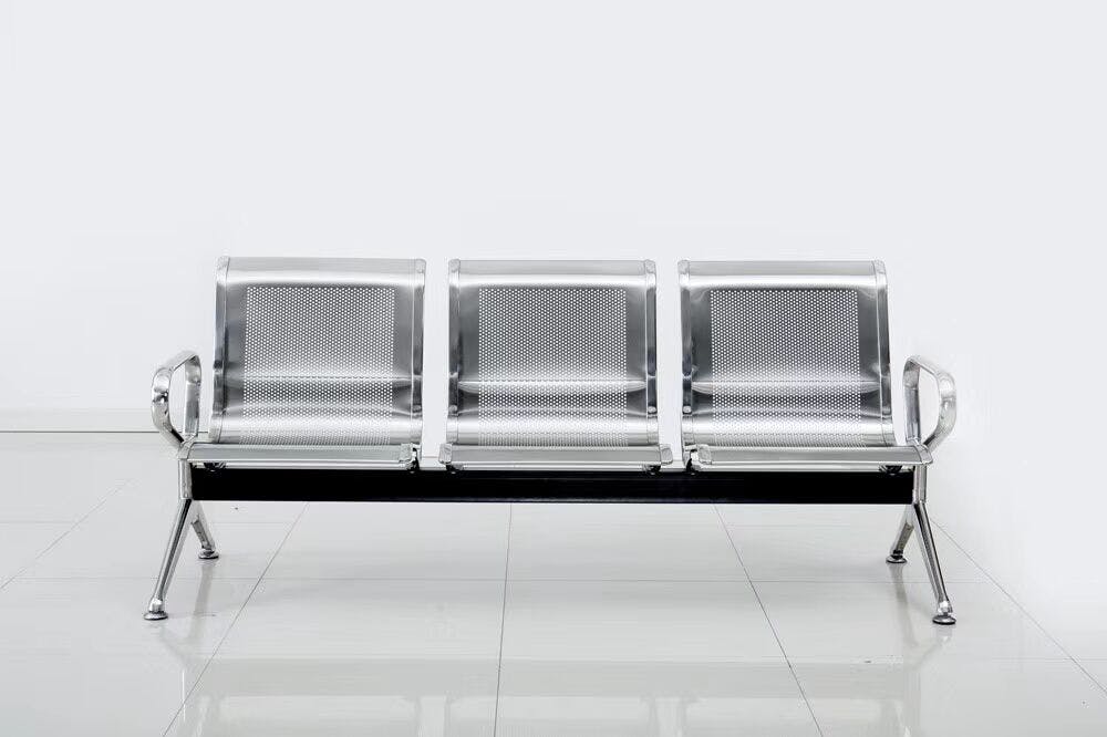 3 Seater Airport Gang Chair, Metal Stainless Steel