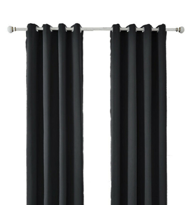 DE Curtains - 1 Pc 6ft Full Blackout Room Darkening Ring Curtains - Plain Colors