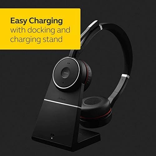 Jabra Evolve 75 UC | Wireless Bluetooth Headset, Active Noise Cancellation, 18-Hour Battery, USB Adapter