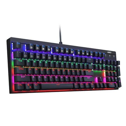 AUKEY KM-G6 Wired Backlit Keyboard Mechanical For Windows Gaming PC 104 Keys