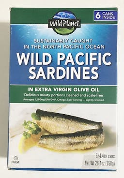 Wild Planet Wild Pacific Sardines in Extra Virgin Olive Oil 4.375 Ozs. Packed of 6