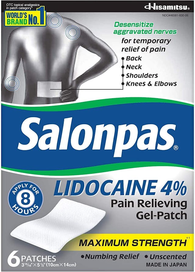 Salonpas Lidocaine 4% Pain Relieving Gel Patch Maximum Strength