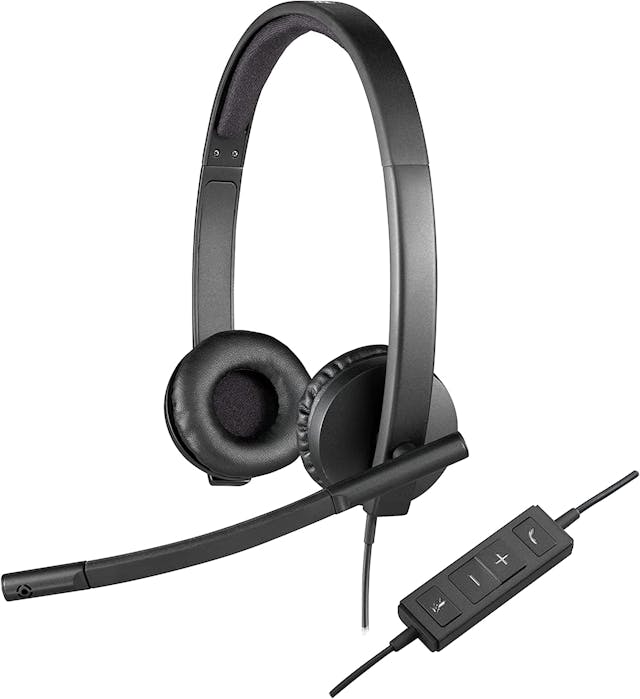 Logitech H570E Wired Headset | Acoustic Echo Cancellation & DSP (Black)