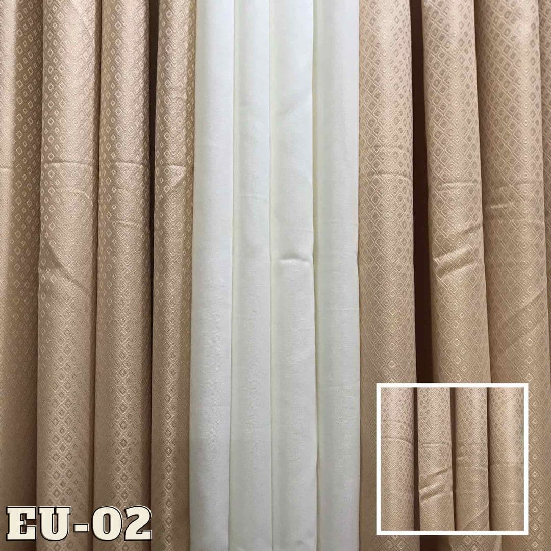 DE Curtains - 7ft Euro 3-in-1 Set Ring Curtains - Thai Silk Fabric