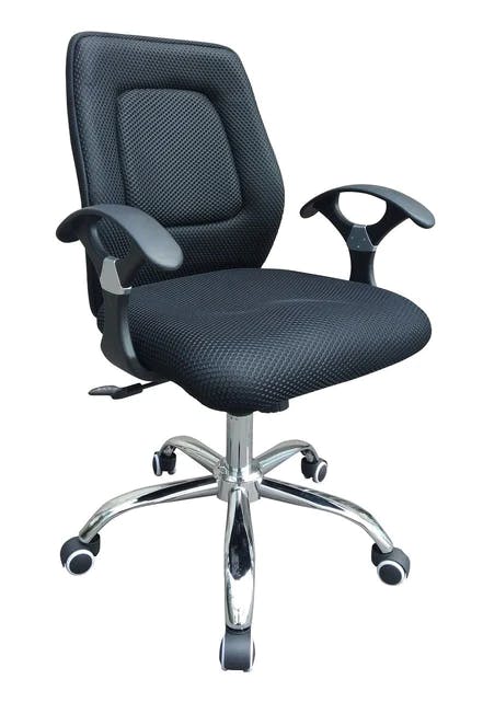 Midback Fabric/Mesh Swivel Office Chair with Armrest, Black