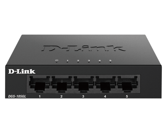 D-Link DGS-105GL 5-Port Gigabit Metal Unmanaged Desktop Switch (Black)