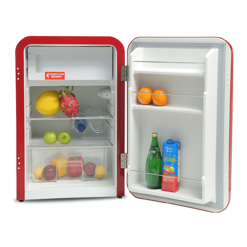 Brikk BRF-130LRD 3.2 cu.ft. Single Door Refrigerator I Compact Red Finish, Ideal for Office Use