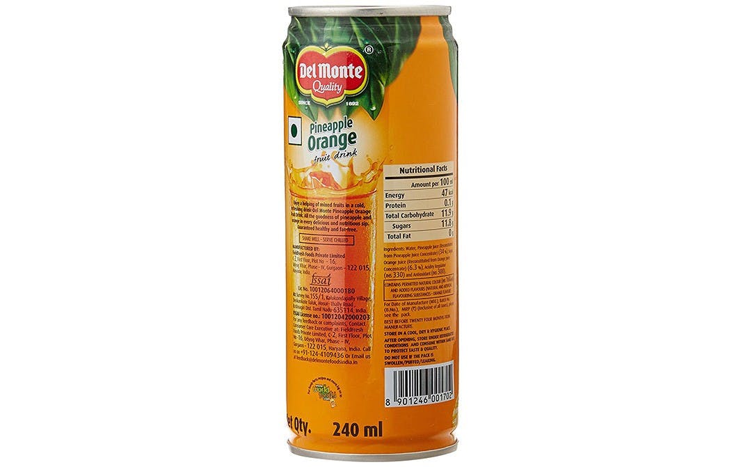 Del Monte Pineapple Orange Juice Drink 240ml