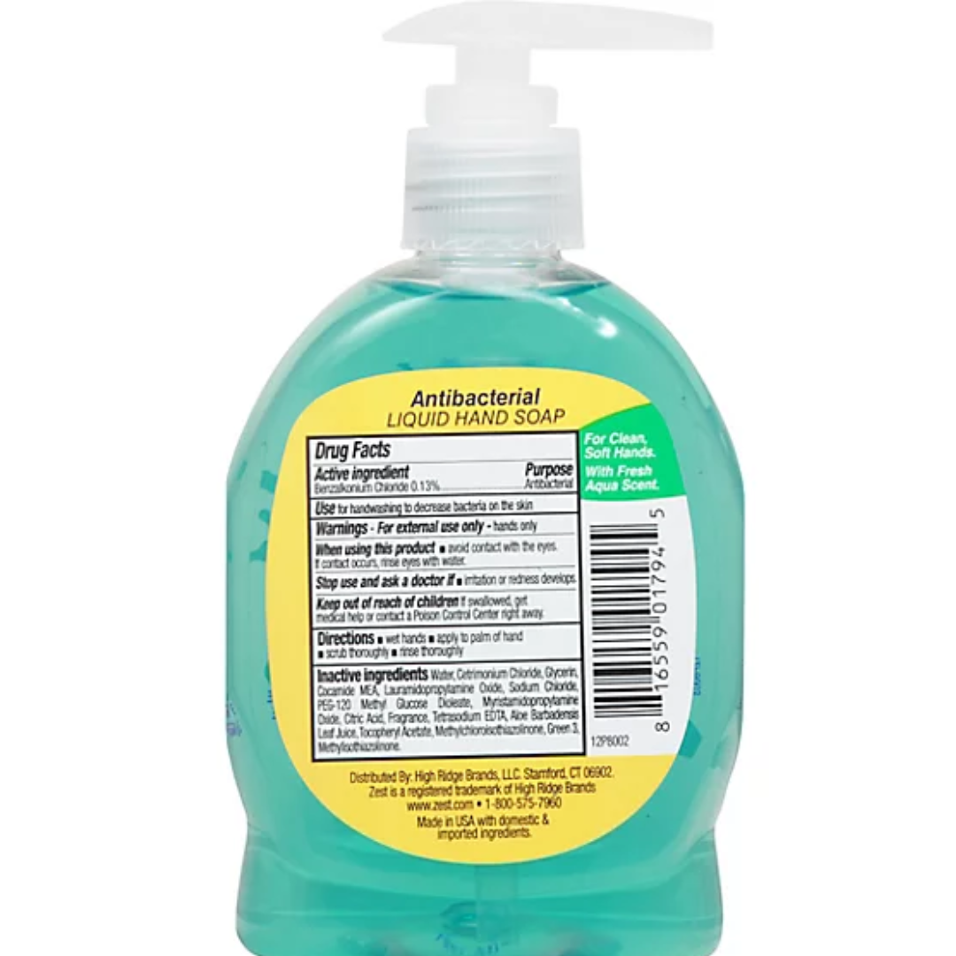 Zest Liquid Hand Soap - Fresh Aqua | 221 ML / 7.5 FL OZ