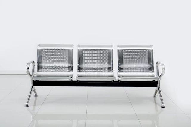 3 Seater Airport Gang Chair, Metal Stainless Steel