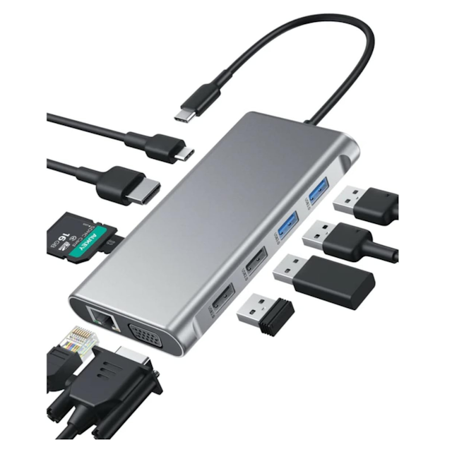 AUKEY CB-C89 10-in-1 USB C Hub with 4K HDMI & VGA Silver