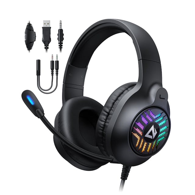 AUKEY GHX1 RGB Gaming Headset with Stereo Sound and Noise Canceling Mic | Black