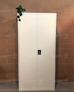 2-Door Steel Cabinet with Built-In 5 Shelves | White