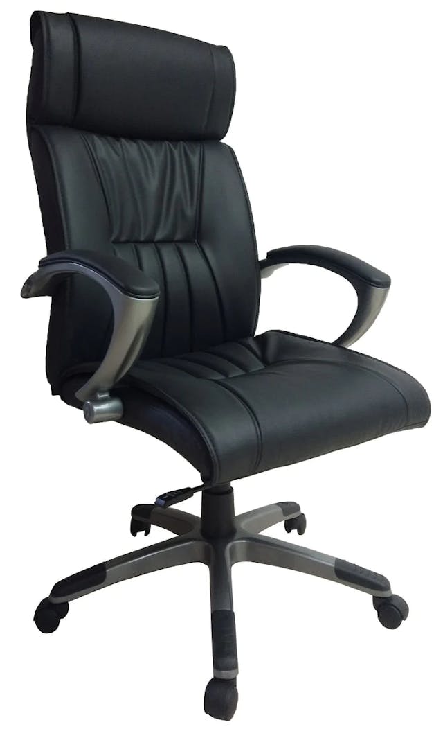 Cubix Ergonomic High Back Executive Chair with Padded Arms, PU Leather Black