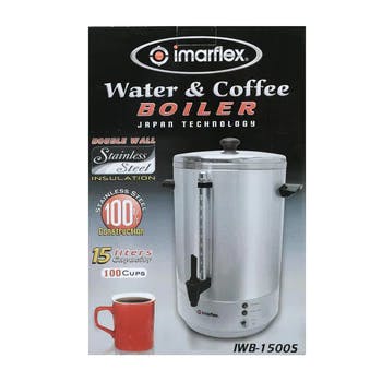 Imarflex IWB-1500S Stainless Steel 15L Water and Coffee Broiler | 100 cups