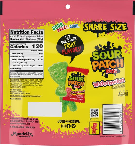 SOUR PATCH Kids Watermelon Soft & Chewy Candy Share Size