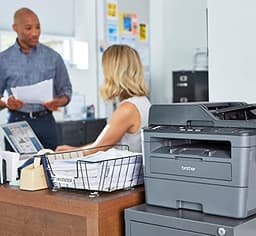 Brother MFC L26 Series Compact Monochrome All-in-One Laser Printer, Automatic Duplex Printing, 250 Sheets, Wireless, Mobile Printing, with MTC Printer Cable