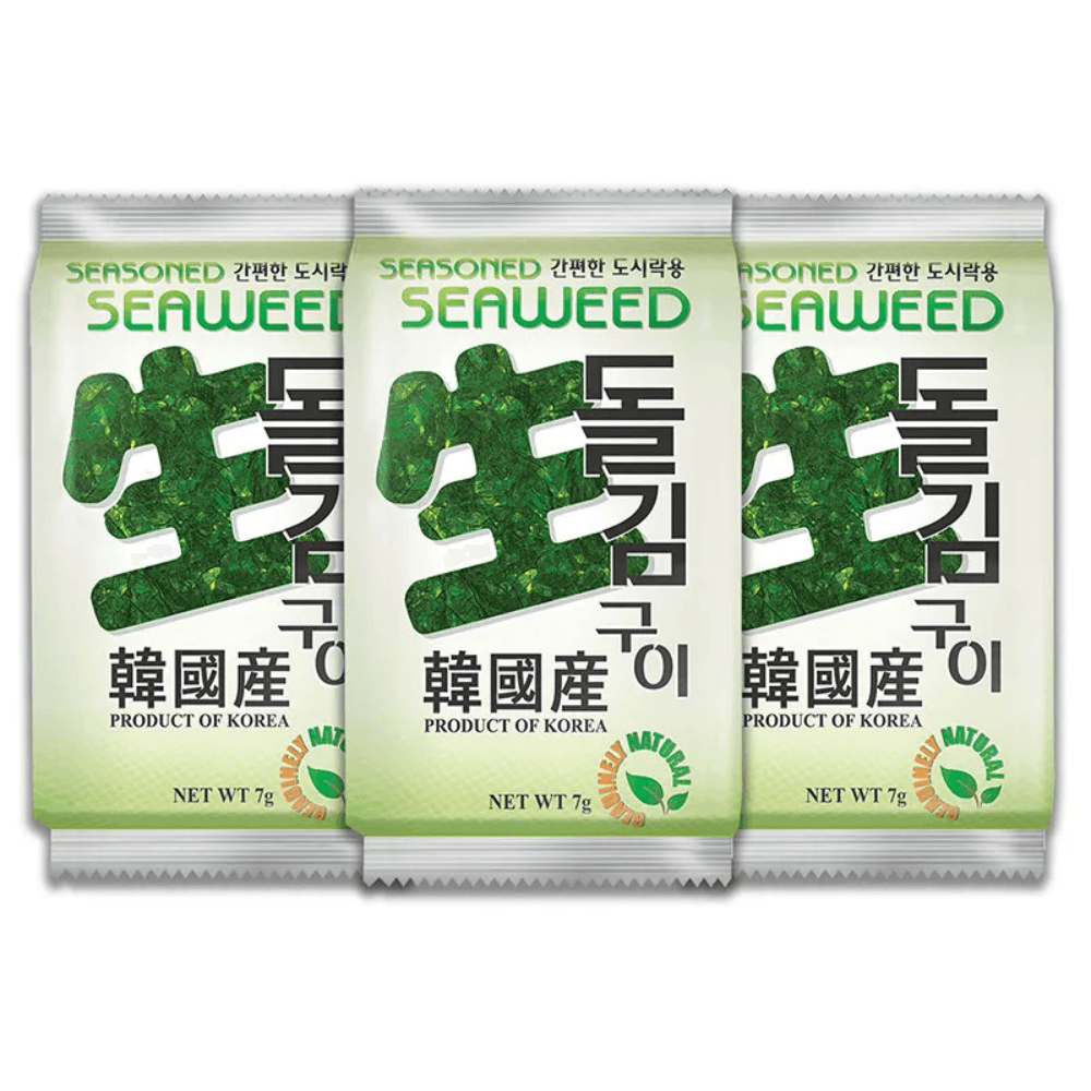 Hana Premium Seaweed Laver Snacks I Crispy Roasted Sea Vegetable Sheets 7g Pack (3 Pack)