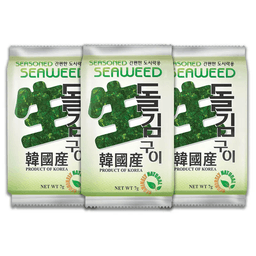 Hana Premium Seaweed Laver Snacks I Crispy Roasted Sea Vegetable Sheets 7g Pack (3 Pack)
