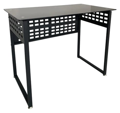Tempered Glass Computer Table in Black Metal Leg