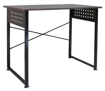Computer Table in Black Metal Leg; Dark Walnut Tabletop