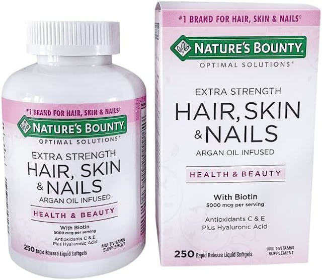 Nature's Bounty Extra Strength Hair Skin Nails, 5000mcg of Biotin 250 Count