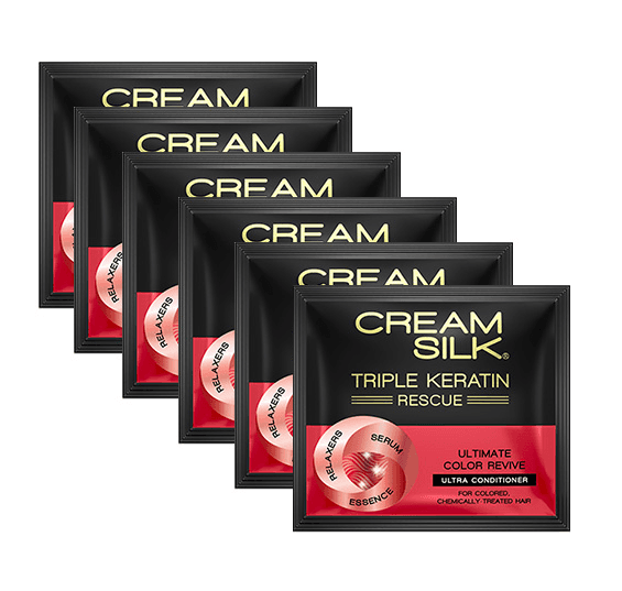 Cream Silk Triple Keratin Rescue Ultra Conditioner | Ultimate Color Revive | 10ml x 6 Sachets