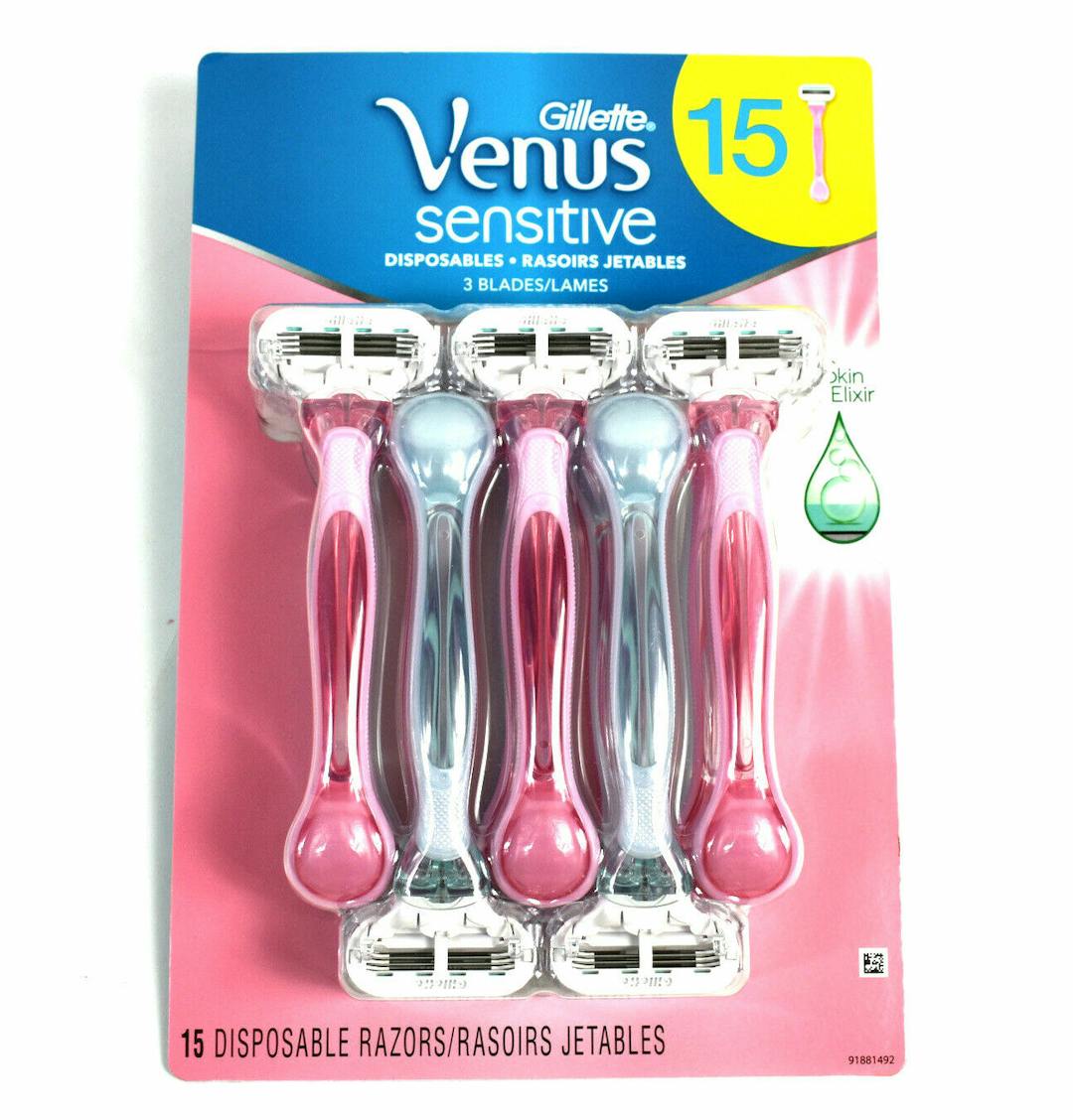 Gillette Venus Sensitive Disposable Razors 3 blades, 15-count