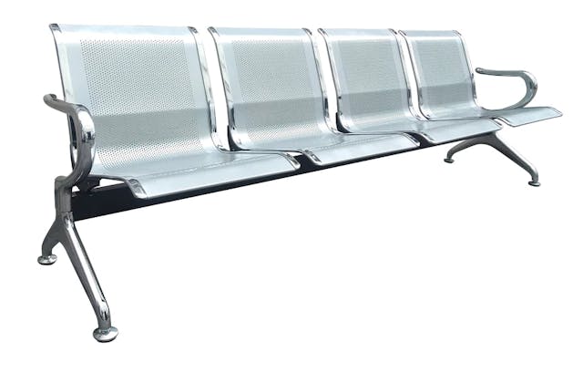 4 Seater Airport Gang Chair, Metal Stainless Steel