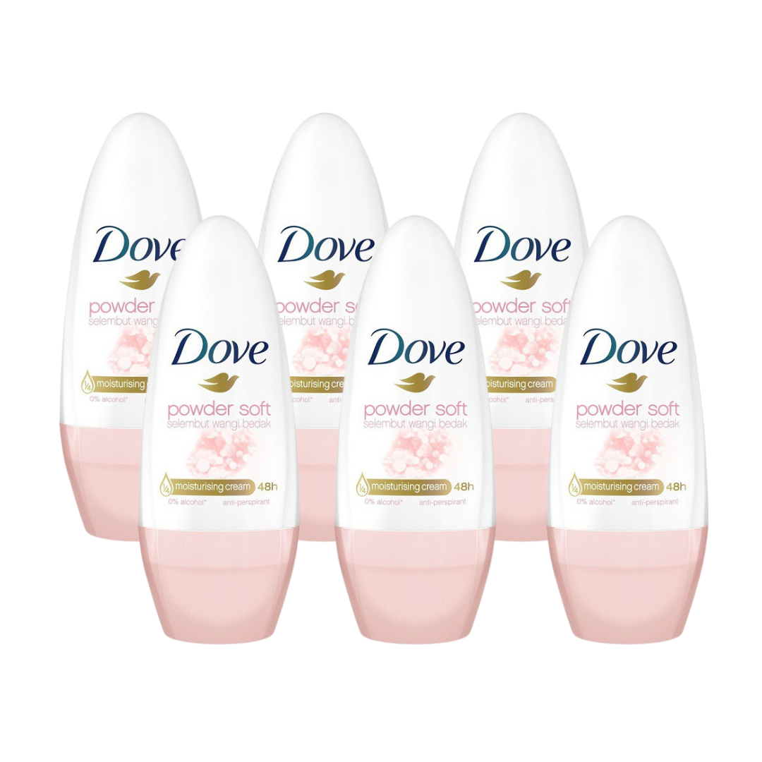Dove Deodorant Roll-On Powder Soft 40ml Pack of 6