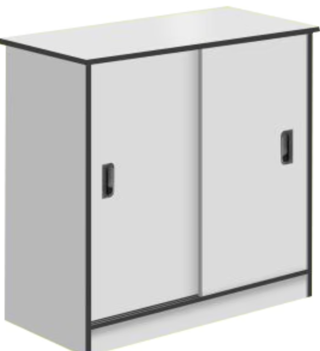 2 Sliding Door Cabinet, Light Gray