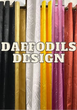 DE Curtains 7ft Daffodils 3-in-1 Set Ring Curtains | Jacquard Satin Glossy Finish