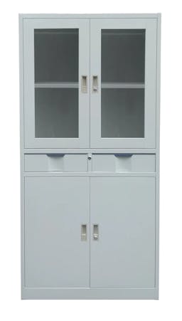 Cubix Steel Storage Cabinet with See Through Doors and Two Drawers