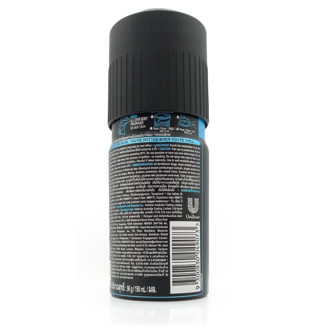 Axe Deodorant Body Spray Ice Chill Frozen Mint Scent 150mL