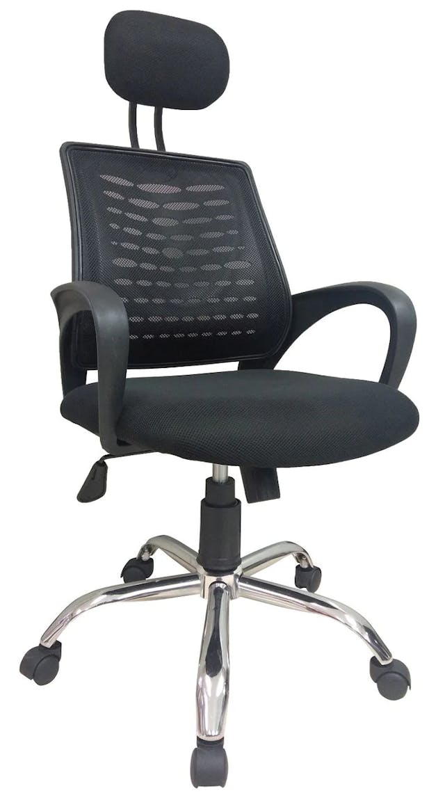 Mesh Office Midback Swivel Chair with Headrest and Back Support, Black