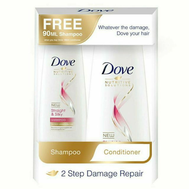 Dove Straight and Silky 180ml Conditioner & 90ml Shampoo