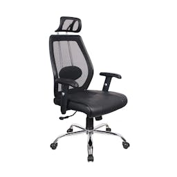 Highback PU Leather Executive Ergonomic Chair with Headrest, Mesh Back, Adjustable Armrest