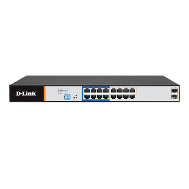 D-Link DGS-F1018P-E 18-Port Gigabit 16GE PoE + 2 SFP Ports 250m PoE Switch