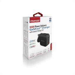 Promate GaNPort4-100PD 100W Power Delivery GaNFast™ Charger with Quick Charge 3.0