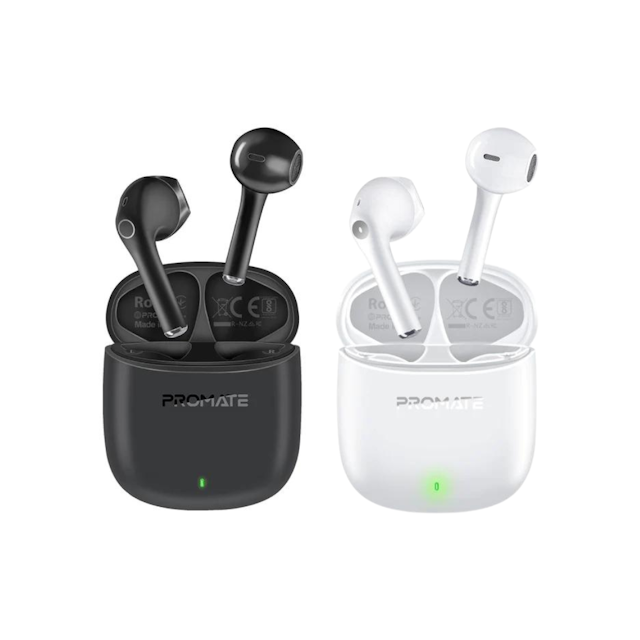 Promate Lima High Definition Bluetooth v5.3 ENC TWS Wireless Earbuds with IntelliTouch, Silicone Case, and Magnetic Earbud Straps