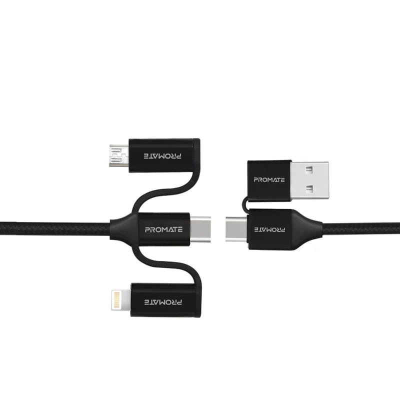 Promate PentaPower 6-in-1 Hybrid Multi-Connector Cable for Charging & Data Transfer with 60W Power Delivery USB-C to USB-C