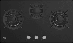 Beko HIEW73242SOB 75 cm Gas Built-in Hob | 2 Wok + 1 Middle Burner | Safety Cut-Off