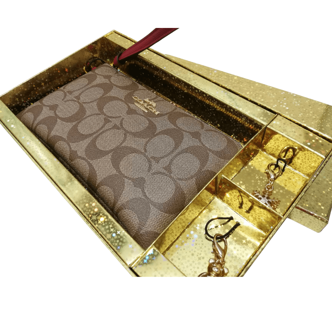 Coach C1748 Large Corner Zip Wristlet â Khaki/1941 Red